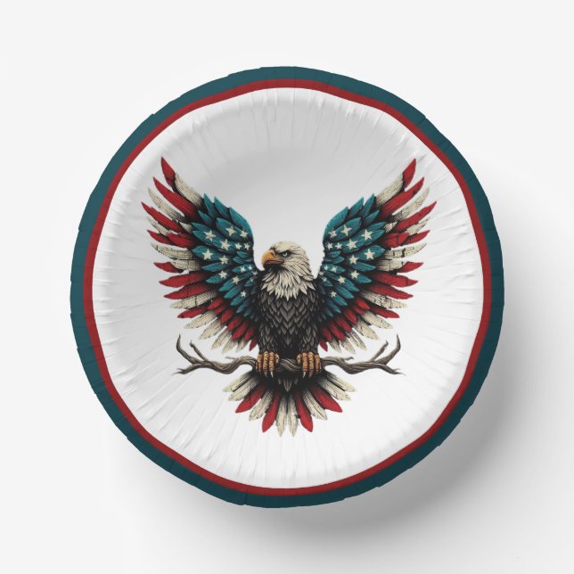 Rustic patriotic American/USA bald eagle Paper Plate (Front)