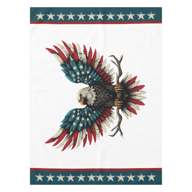 Rustic patriotic American/USA bald eagle Tablecloth (Front)