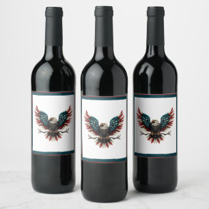Rustic patriotic American/USA bald eagle Wine Label