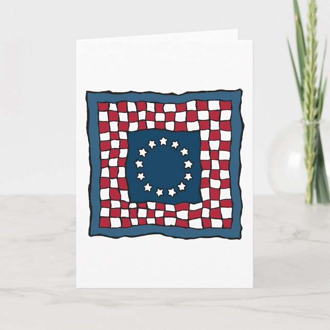 Rustic Patriotic Americana Quilt Pattern USA Art  Card (Creator Uploaded)