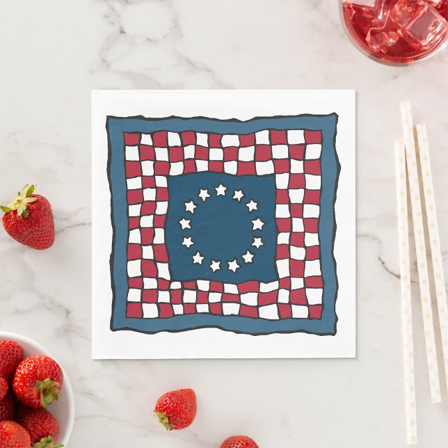 Rustic Patriotic Americana Quilt Pattern USA Art  Napkin (Creator Uploaded)