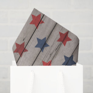 Rustic Patriotic faux wood stars party tissue Paper