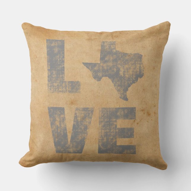 Rustic Patriotic Love Texas Cushion (Front)