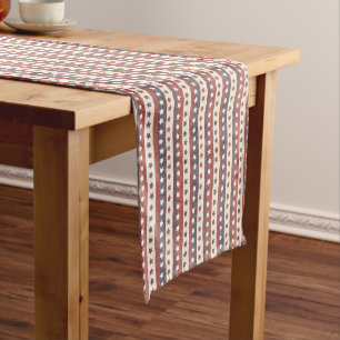 Rustic Patriotic Stars and Stripes Pattern Short Table Runner