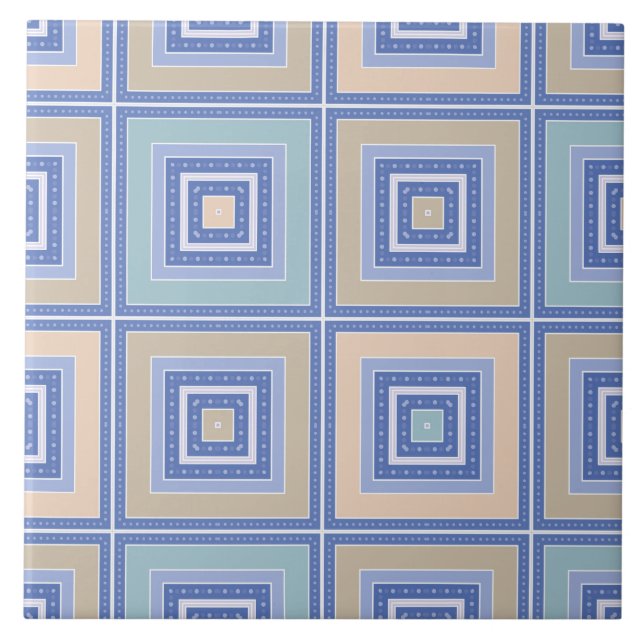 Rustic pattern of squares in patchwork style  ceramic tile (Front)