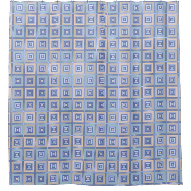Rustic pattern of squares in patchwork style  shower curtain (Front)