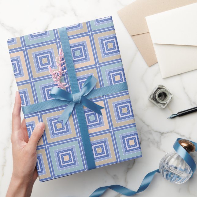 Rustic pattern of squares in patchwork style  wrapping paper (Gifting)