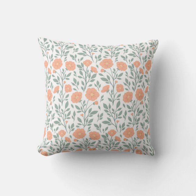 Rustic pattern with pink flowers  cushion (Front)