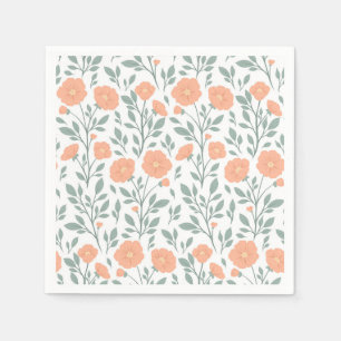 Rustic pattern with pink flowers napkin