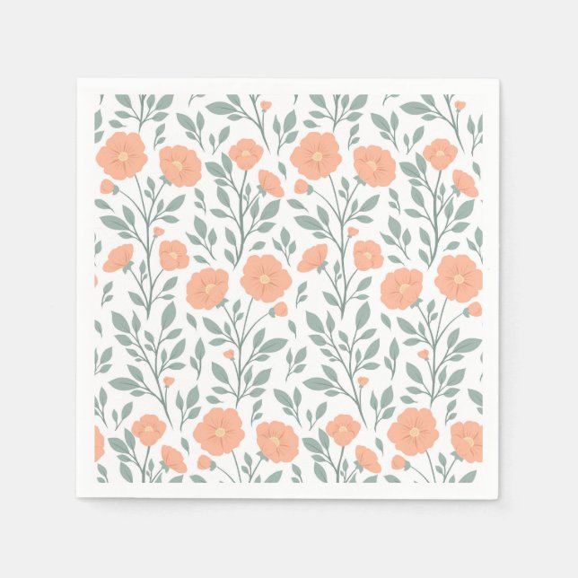 Rustic pattern with pink flowers  napkin (Front)
