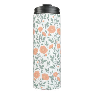 Rustic pattern with pink flowers  thermal tumbler