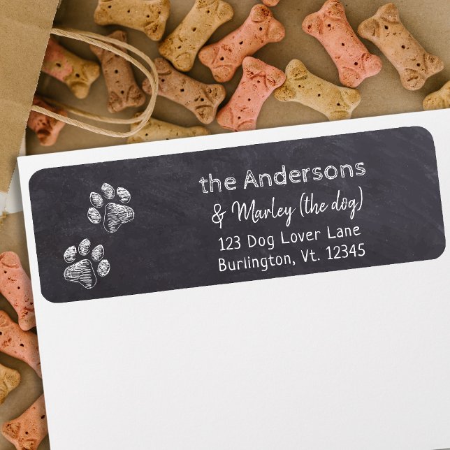 Rustic Paw Print Chalkboard Return Address Label (Creator Uploaded)