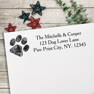 Rustic Paw Print Return Address Rubber Stamp