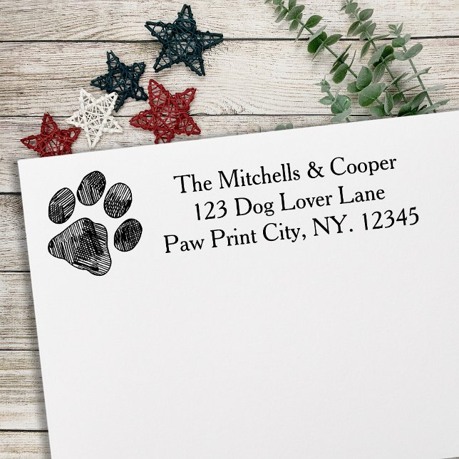 Rustic Paw Print Return Address Rubber Stamp (Creator Uploaded)