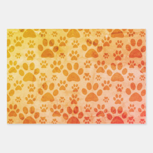 Rustic Paw Prints Pattern Wrapping Paper Sheet