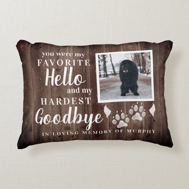 Rustic Paw Prints Personalised Pet Memorial Photo Decorative Cushion (Front)