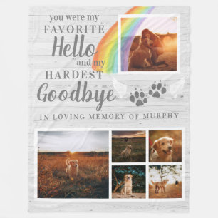 Rustic Paw Prints Personalised Pet Memorial Photo Fleece Blanket