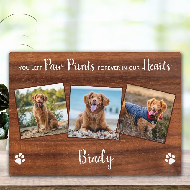 Rustic Paw Prints Personalised Pet Memorial Photo Plaque (Creator Uploaded)
