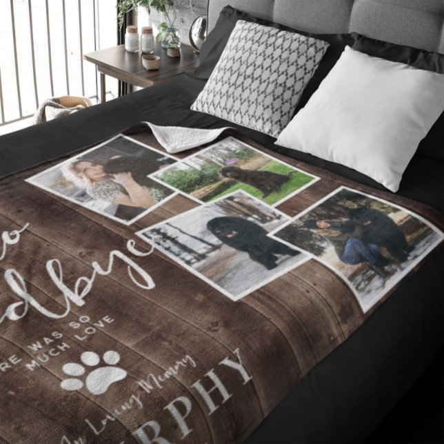 Rustic Paw Prints Personalized Pet Memorial Photo  Fleece Blanket (Creator Uploaded)