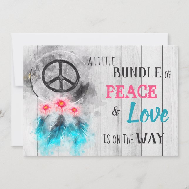 *~* Rustic Peace & Love Hippy Neutral Baby Shower Invitation (Front)