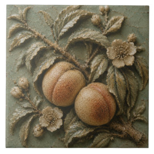 Rustic Peach Blossom Orchard Faux Relief Ceramic Tile