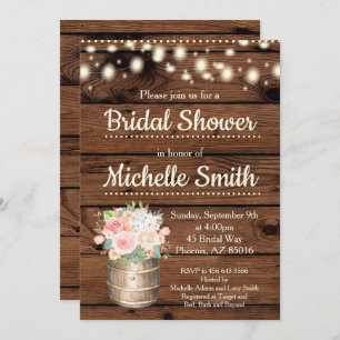 Rustic Peach Boho Barrel Bridal Shower Invitation