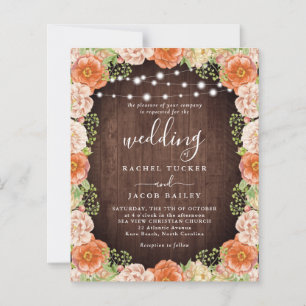 Rustic Peach Coral Floral Greenery Fall Wedding In