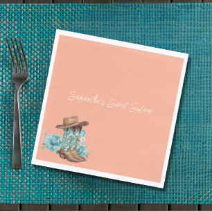 Rustic Peach Cowgirl Photo Sweet Sixteen Birthday Napkin