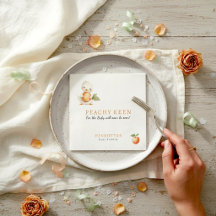 Rustic Peach Duckling Baby Shower Paper Napkins