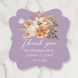 Rustic Peach Floral Wedding Favour Tag