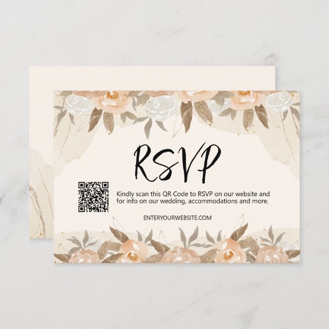 Rustic Peach Flowers Wedding RSVP Card (Front/Back)