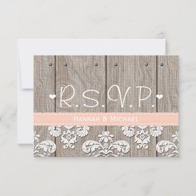 Rustic Peach Hydrangea Wedding RSVP Response Card (Front)