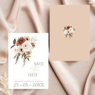 Rustic Peach Olive Green Floral Wedding Save The Date