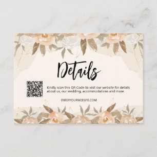 Rustic Peach Watercolor Floral Details Enclosure Card