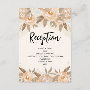 Rustic Peach Watercolor Floral Reception Enclosure Card