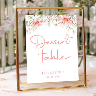 Rustic Peach Wildflowers Dessert Table Sign