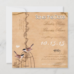 Rustic Peach Your Photo Damask Bird Cage Wedding Save The Date