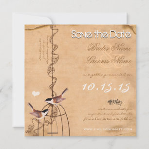 Rustic Peach Your Photo Damask Bird Cage Wedding Save The Date