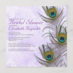 Rustic Peacock Feather Bridal Shower Invitations