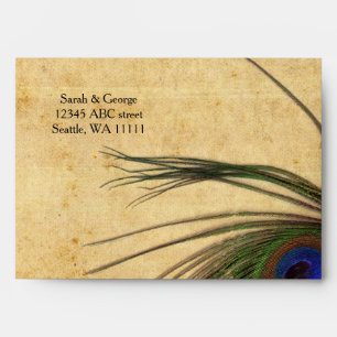 Rustic Peacock Feather enevlopes  7 ¼”  x 5 ¼” Envelopes