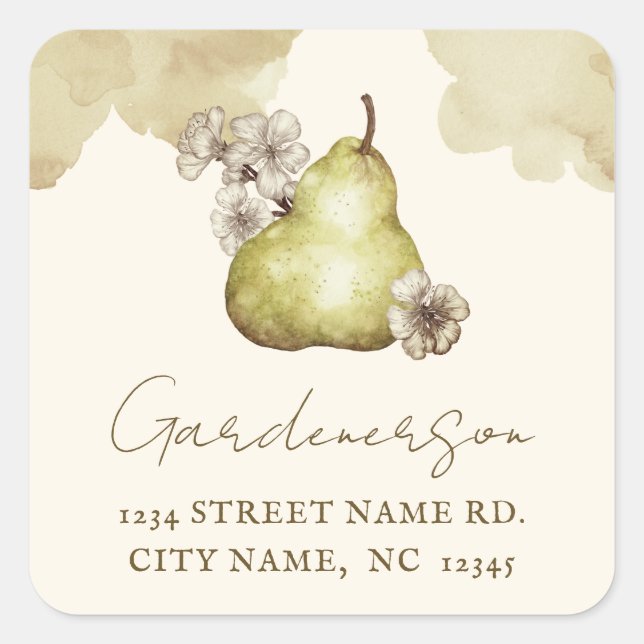 Rustic Pear Square Sticker (Front)