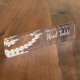 Rustic Pearls Barn Wood Country Wedding Head Table Nameplate