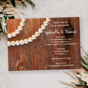 Rustic Pearls Barn Wood Country Wedding Invitation