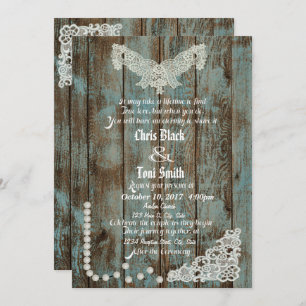Rustic Pearls & Lace Wedding Invite