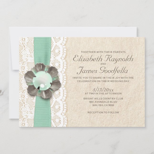 Rustic Pearls Wedding Invitations (Front)