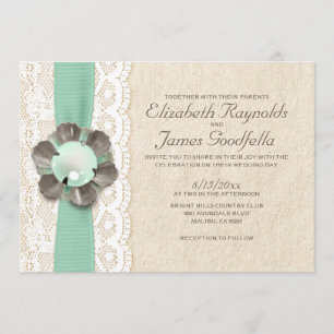 Rustic Pearls Wedding Invitations