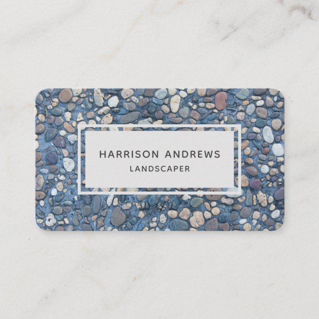 Rustic Pebble Stones Pathway | Landscaping Business Card (Front)