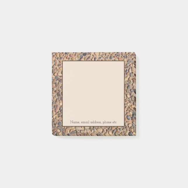 Rustic Pebble Stones Photo with Custom Text Post-it Notes (Front)