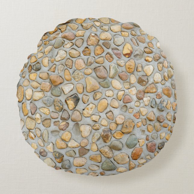 Rustic Pebblestone Wall  Round Cushion (Front)