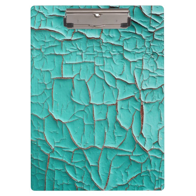 Rustic peeling paint turquoise teal clipboard (Front)
